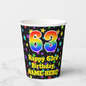 Gobelets En Papier 63e anniversaire : Fun Stars Motif et Rainbow 63 (Verso)