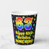 Gobelets En Papier 63e anniversaire : Fun Stars Motif et Rainbow 63 (Recto)