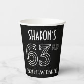 Gobelets En Papier 63e fête d'anniversaire : Style Art Déco + Nom per (Verso)