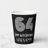 Gobelets En Papier 64e anniversaire — Art Déco Inspiré Look "64" + No (Verso)