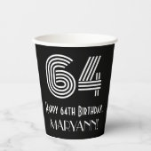 Gobelets En Papier 64e anniversaire — Art Déco Inspiré Look "64" + No (Recto)