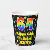 Gobelets En Papier 64e anniversaire : Fun Stars Motif et Rainbow 64 (Verso)