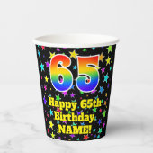 Gobelets En Papier 65e anniversaire : Fun Stars Motif et Rainbow 65 (Recto)