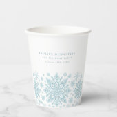 Gobelets En Papier 65e fête d'anniversaire Blue White Snowflake Custo (Recto)