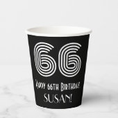 Gobelets En Papier 66e anniversaire — Art Déco Inspiré Look "66" + No (Recto)