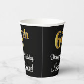 Gobelets En Papier 66e anniversaire - Elégant luxe Faux Gold Look # (Droite)