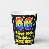 Gobelets En Papier 66e anniversaire : Fun Stars Motif et Rainbow 66 (Recto)