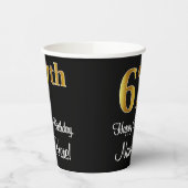 Gobelets En Papier 67e anniversaire - Elégant luxe Faux Gold Look # (Gauche)