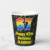 Gobelets En Papier 67e anniversaire : Fun Music Notes Motif, Arc-en-c (Recto)