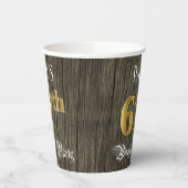 Gobelets En Papier 67e fête d'anniversaire — Faux Gold & Faux Wood Lo (Gauche)