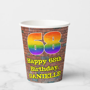 Gobelets En Papier 68e anniversaire : Arc-en-ciel amusant inspiré par