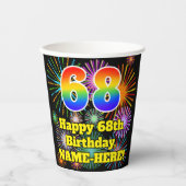 Gobelets En Papier 68e anniversaire : Fun Fireworks Motif + Rainbow 6 (Recto)