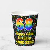 Gobelets En Papier 68e anniversaire : Fun Music Notes Motif, Arc-en-c (Recto)