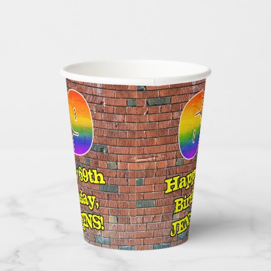 Gobelets En Papier 69e anniversaire : Arc-en-ciel amusant inspiré par (Droite)