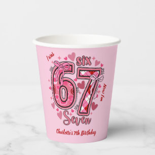 Gobelets En Papier 6 7 Six Seven Meme Tendance Filles 7ème Anniversai