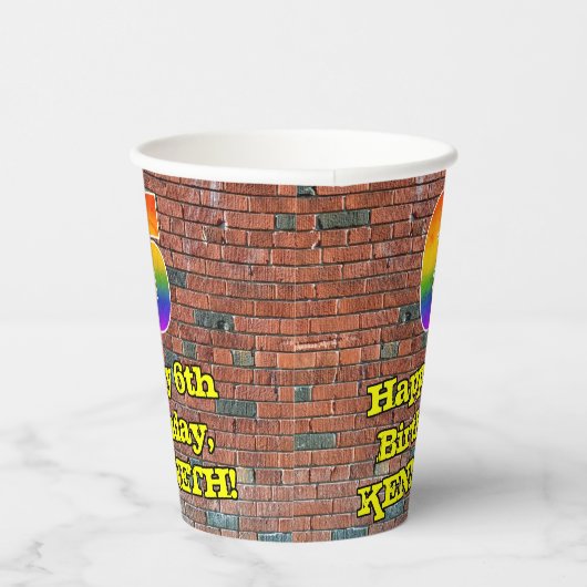 Gobelets En Papier 6e anniversaire : Arc-en-ciel amusant inspiré par  (Droite)