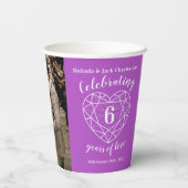 Gobelets En Papier 6e anniversaire du Mariage - aperçu photo du coeur (Verso)