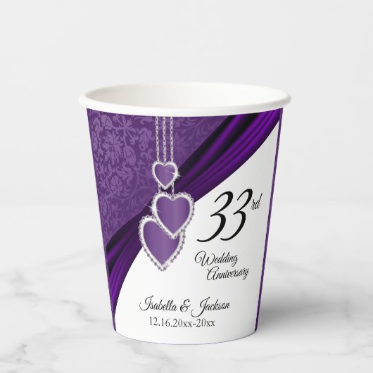 Gobelets En Papier 6ème / 33ème / 47ème anniversaire de Mariage Améth (Recto)