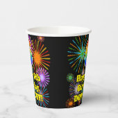 Gobelets En Papier 6ème anniversaire : Fun Motif Fireworks + Rainbow (Gauche)