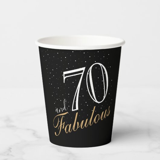 Gobelets En Papier 70 et fabuleux Elegant White Script Anniversaire (Verso)