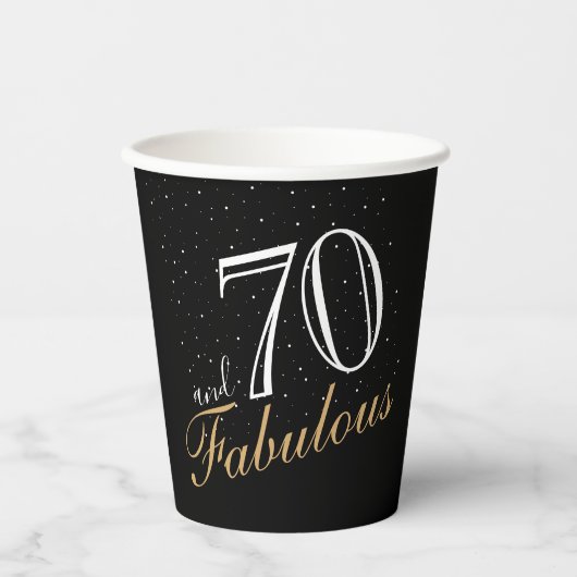 Gobelets En Papier 70 et fabuleux Elegant White Script Anniversaire (Recto)