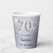 Gobelets En Papier 70e anniversaire argent parties scintillant monogr (Recto)
