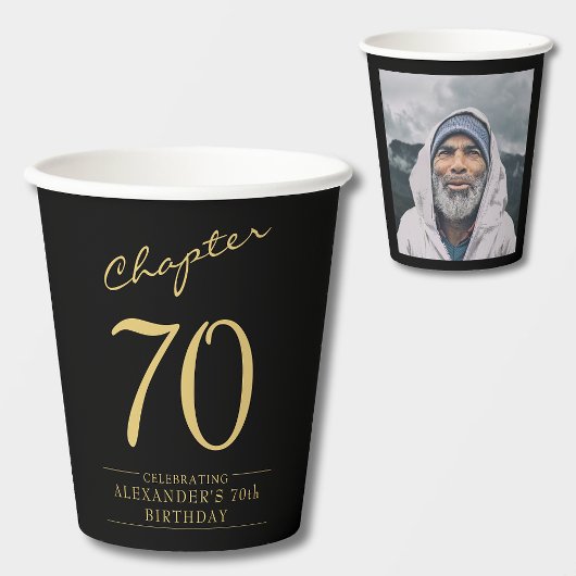 Gobelets En Papier 70e anniversaire Black Gold Photo