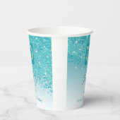 Gobelets En Papier 70e Anniversaire Classy Falling Turquoise Blue Par (Gauche)