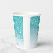Gobelets En Papier 70e Anniversaire Classy Falling Turquoise Blue Par (Droite)