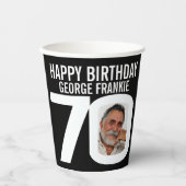 Gobelets En Papier 70e anniversaire coutume deux photos noir blanc (Recto)