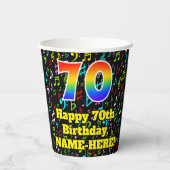 Gobelets En Papier 70e anniversaire : Fun Music Notes Motif, Rainbow (Verso)