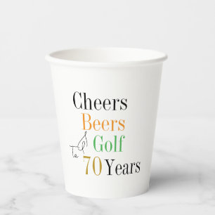 Gobelets En Papier 70e anniversaire Golf Cheers Bières Party