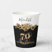 Gobelets En Papier 70e anniversaire Luxe Golden Flowers élégant Class (Recto)