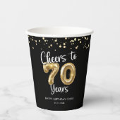 Gobelets En Papier 70e anniversaire Soeurs à 70 ans Black Gold (Recto)