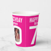 Gobelets En Papier 70e anniversaire sur mesure deux photo rose blanc (Droite)