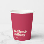 Gobelets En Papier 70's Retro Super Viva Magenta Mariage (Verso)