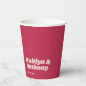 Gobelets En Papier 70's Retro Super Viva Magenta Mariage (Recto)