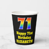 Gobelets En Papier 71e anniversaire : coloré, amusant, excitant, arc- (Verso)