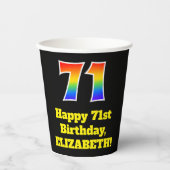 Gobelets En Papier 71e anniversaire : coloré, amusant, excitant, arc- (Recto)
