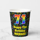 Gobelets En Papier 71e anniversaire : Fun Music Notes Motif, Rainbow  (Verso)