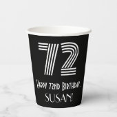 Gobelets En Papier 72e anniversaire — Art Déco Inspiré Look "72" + No (Verso)