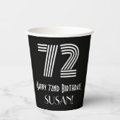 Gobelets En Papier 72e anniversaire — Art Déco Inspiré Look "72" + No (Recto)