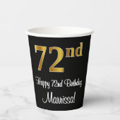 Gobelets En Papier 72e anniversaire - Elégant luxe Faux Gold Look # (Recto)