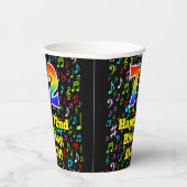 Gobelets En Papier 72e anniversaire : Fun Music Notes Motif, Rainbow  (Droite)