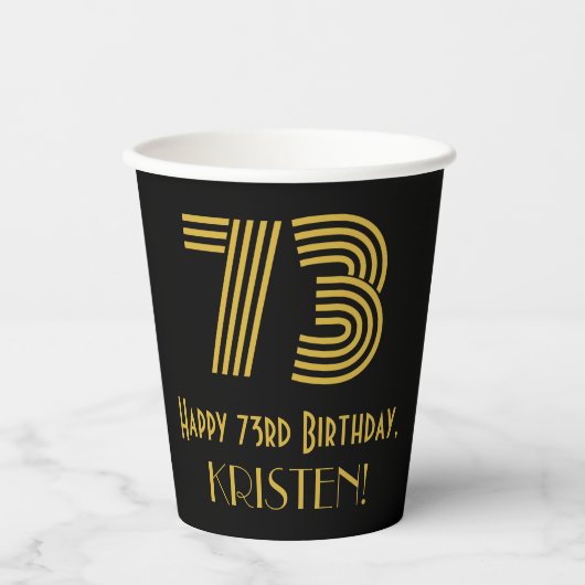 Gobelets En Papier 73e anniversaire : Art Déco Inspiré Look "73" & No (Recto)