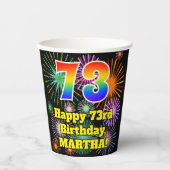 Gobelets En Papier 73e anniversaire : Fun Fireworks Motif + Rainbow 7 (Recto)