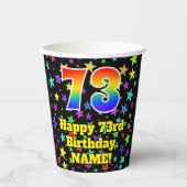 Gobelets En Papier 73e anniversaire : Fun Stars Motif et Rainbow 73 (Recto)