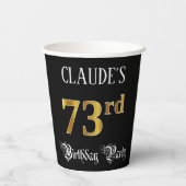 Gobelets En Papier 73e fête d'anniversaire — Script fantaisie, Faux G (Verso)