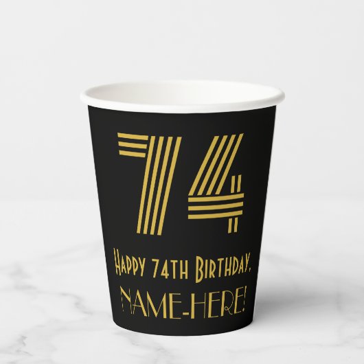 Gobelets En Papier 74e anniversaire : Art Déco Inspiré Look "74" & No (Verso)