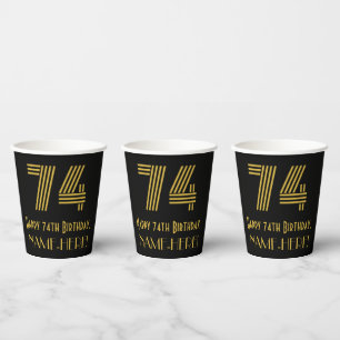 Gobelets En Papier 74e anniversaire : Art Déco Inspiré Look "74" & No